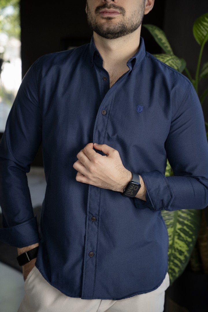 Camisa Basica Azul Marino FOR3342 — vista frontal