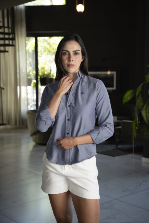 Camisa basica gris FOR3345 — vista posterior