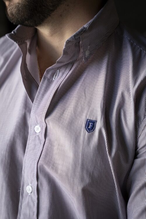 Camisa de Rayas Vino FOR3347 — vista posterior
