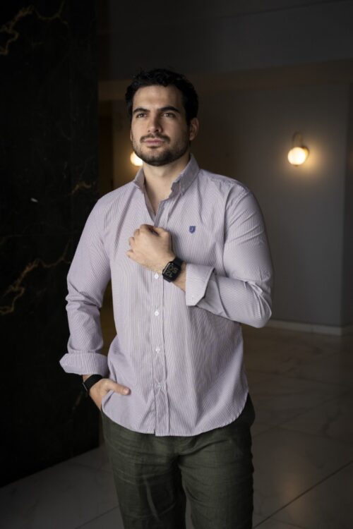 Camisa de Rayas Vino FOR3347 — vista frontal