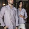 Camisa de Rayas Vino FOR3348 — detalle de tela
