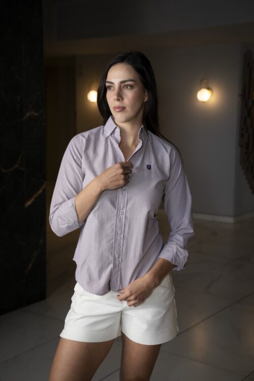 Camisa de Rayas Vino FOR3348 — vista frontal