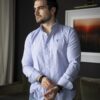 Camisa de Rayas Azul, Cielo FOR3351 — vista lateral