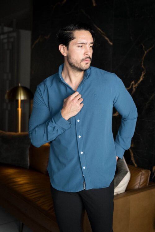 Camisa Dryflex Force azul zafiro FOR3366 — vista posterior