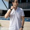 Camisa Hooka Air basica de manga corta blanca FOR3369 — vista lateral