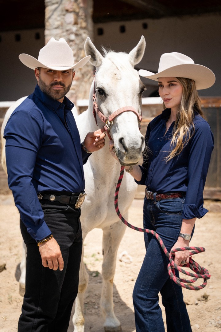 Fortrop Western — pareja azul marino caballo