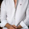 Camisa básica lino blanco FOR3380 — vista lateral