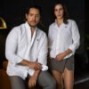 Camisa básica lino blanco FOR3380 — detalle de tela