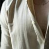 Camisa básica lino beige FOR3386 — vista lateral