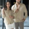 Camisa básica lino beige FOR3386 — detalle de tela