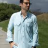 Camisa Sunflex básica azul, cielo FOR3390 — vista frontal