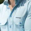 Camisa Sunflex básica azul, cielo FOR3390 — vista lateral