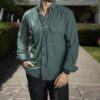 Camisa Sunflex básica verde petroleo FOR3391 — en modelo