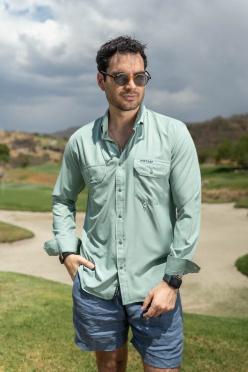 Camisa Sunflex básica verde pistache FOR3394 — vista frontal