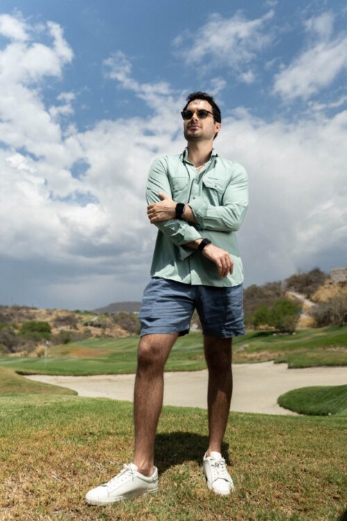 Camisa Sunflex básica verde pistache FOR3394 — vista posterior