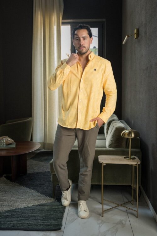 Camisa de cuadros amarillo FOR3396 — vista posterior