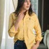 Camisa de mini cuadros amarillo FOR3397 — vista frontal