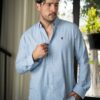 Camisa de cuadros azul cielo FOR3400 — vista frontal