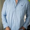 Camisa de cuadros azul cielo FOR3400 — vista lateral