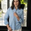 Camisa de cuadros azul cielo FOR3401 — vista posterior