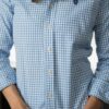 Camisa de cuadros azul cielo FOR3401 — detalle de tela