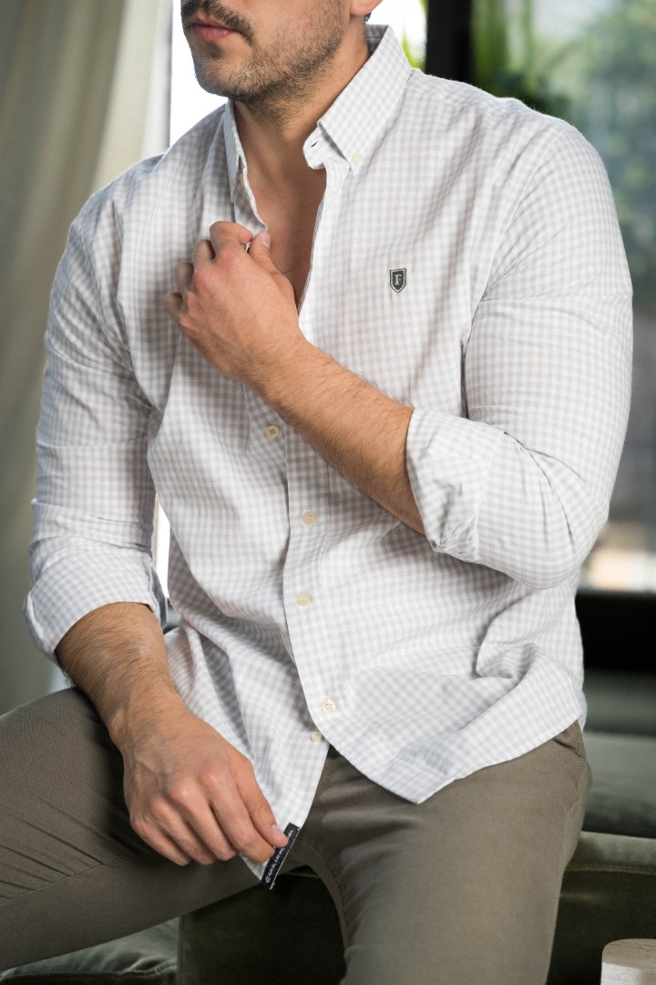 Camisa de cuadros gris FOR3402 — vista posterior