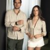 Camisa de rayas Terracota FOR3414 — en modelo