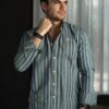 Camisa de rayas Verde Aqua FOR3416 — vista frontal