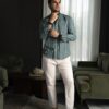 Camisa de rayas Verde Aqua FOR3416 — detalle