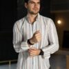 Camisa de rayas Vintage Gris FOR3418 — vista frontal