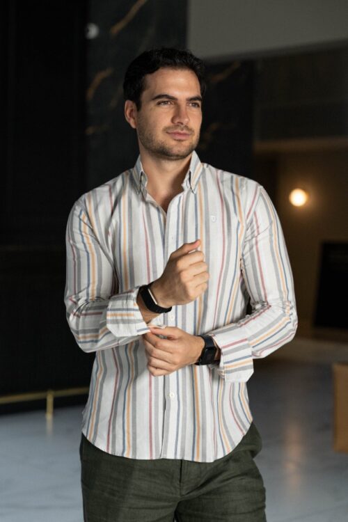 Camisa de rayas Vintage Gris FOR3418 — vista frontal