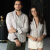 Camisa de rayas Vintage Gris FOR3418 — detalle de tela