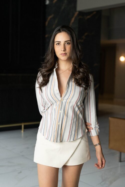 Camisa de rayas Vintage Gris FOR3419 — vista frontal