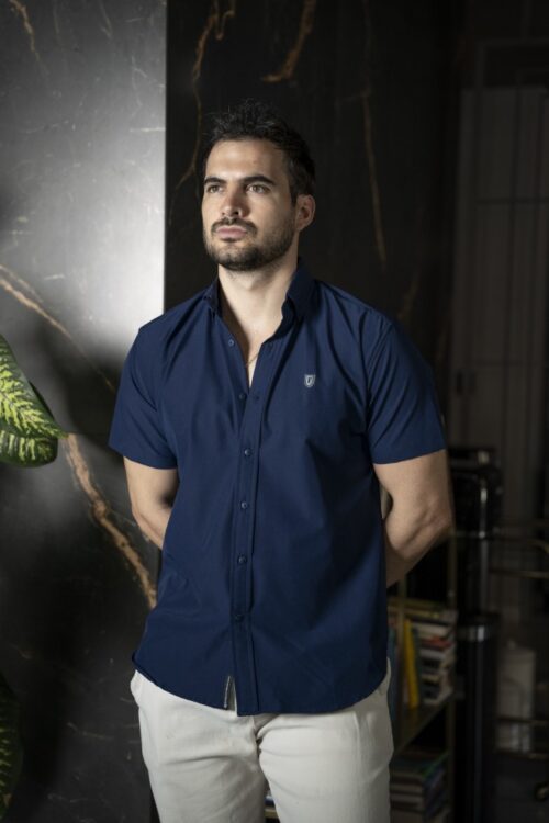 Camisa Dryflex de manga corta azul marino | FOR3421