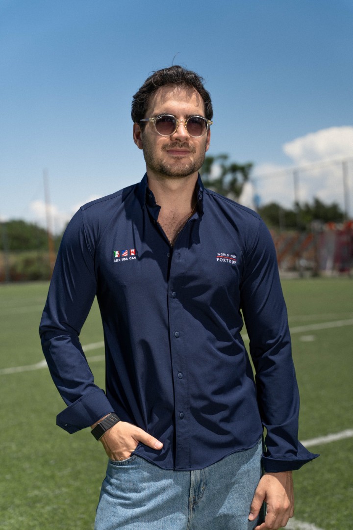 Camisa Dryflex azul marino World Cup FOR3428 — vista lateral