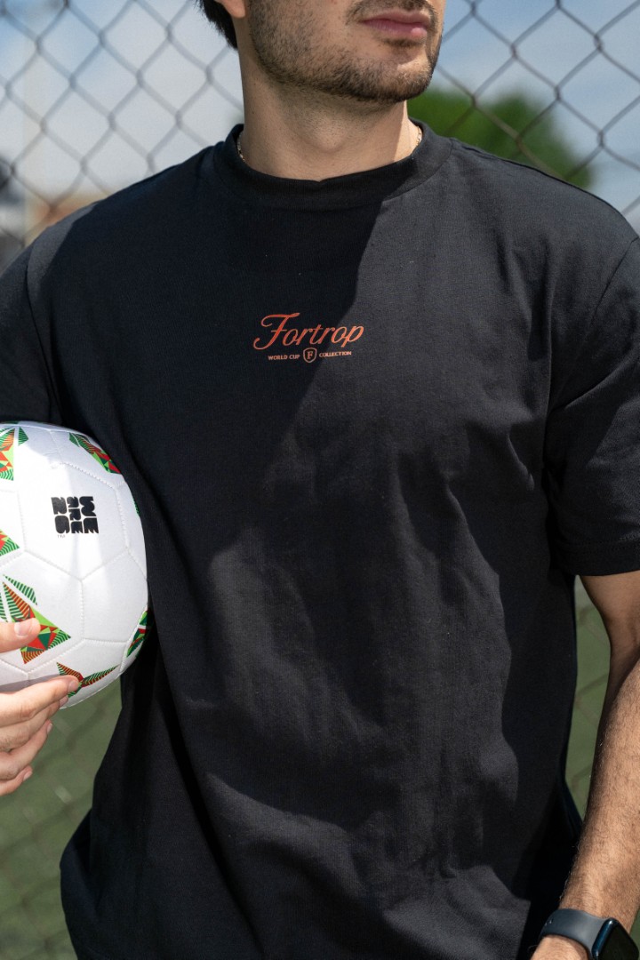 Playera Oversize Negra y Naranja World Cup OV5014 — vista alternativa