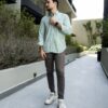 Camisa de Minicuadro de Verde y cielo FOR3207 — detalle
