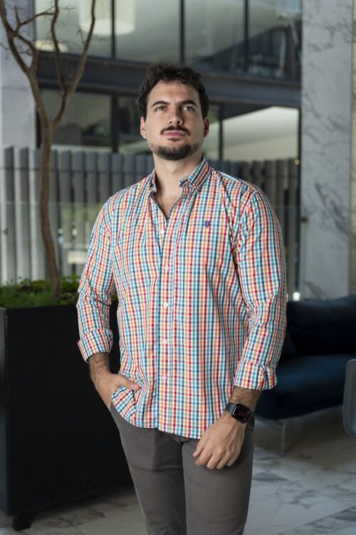 Camisa de Minicuadro de Multicolor FOR3209 — vista frontal