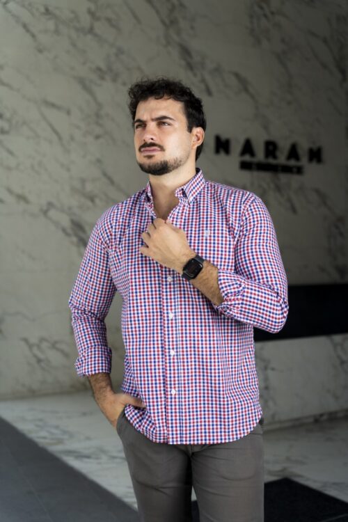 Camisa de Mini Cuadros Rojo, Marino FOR3266 — vista frontal