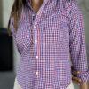 Camisa de Mini Cuadros Rojo, Marino FOR3267 — vista lateral