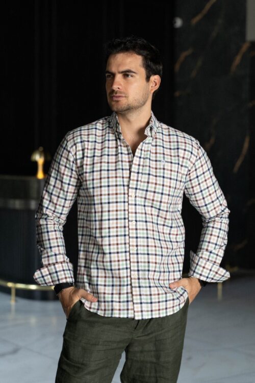 Camisa de cuadros terracota FOR3408 — vista frontal