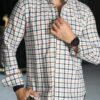 Camisa de cuadros terracota FOR3408 — vista lateral