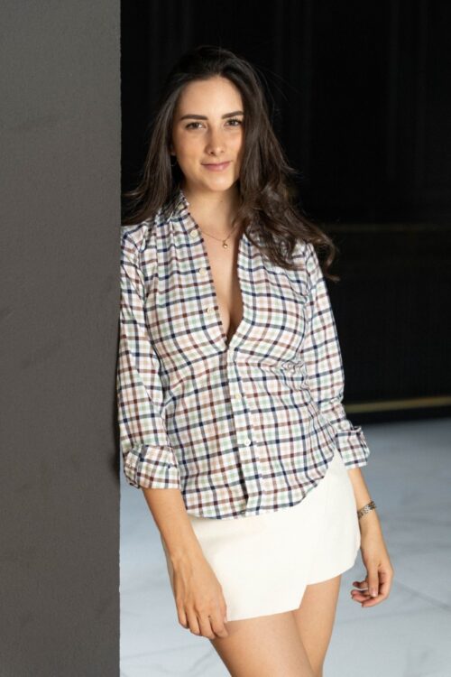 Camisa de cuadros terracota FOR3409 — vista frontal