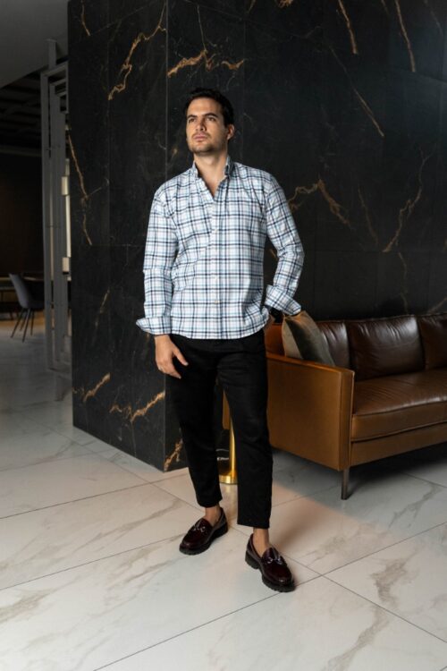 Alternative view of Camisa de cuadros Azul, Cielo, Marino | FOR3420