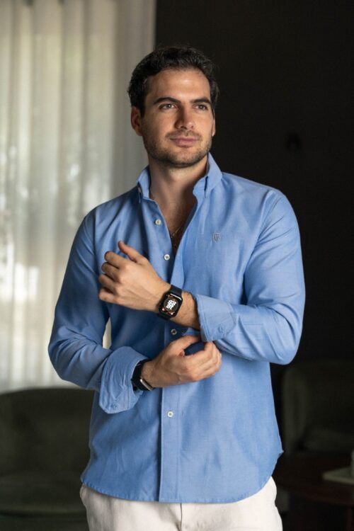 Camisa básica azul mezclilla | FOR3434