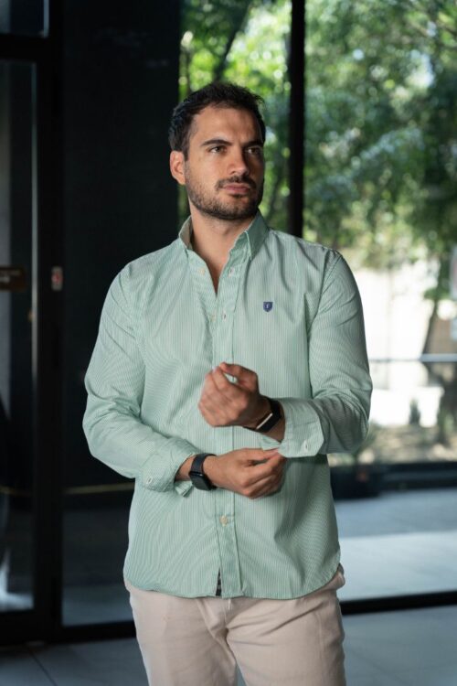 Camisa de mini rayas Verde | FOR3448