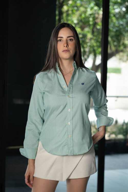 Camisa de mini rayas Verde | FOR3449