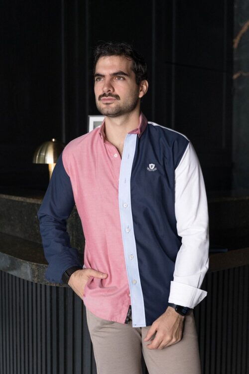 Camisa de combinaciones marino, rosa, cielo y blanco | FOR3476