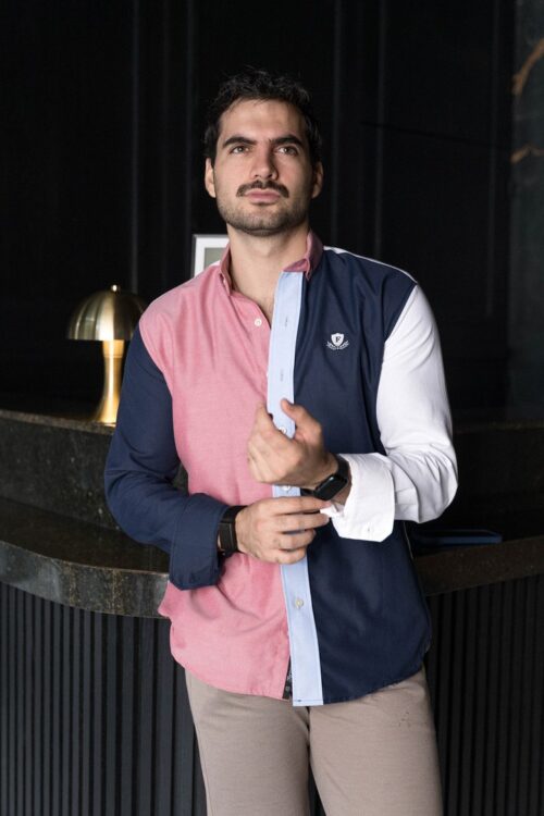 Alternative view of Camisa de combinaciones marino, rosa, cielo y blanco | FOR3476
