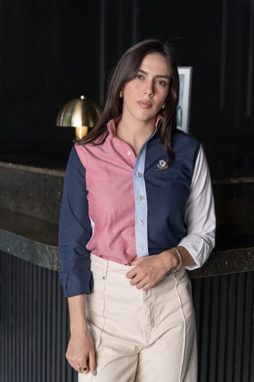 Camisa de combinaciones marino, rosa, cielo y blanco | FOR3477